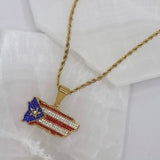 GOLD CRYSTAL PUERTO RICO MAP necklace