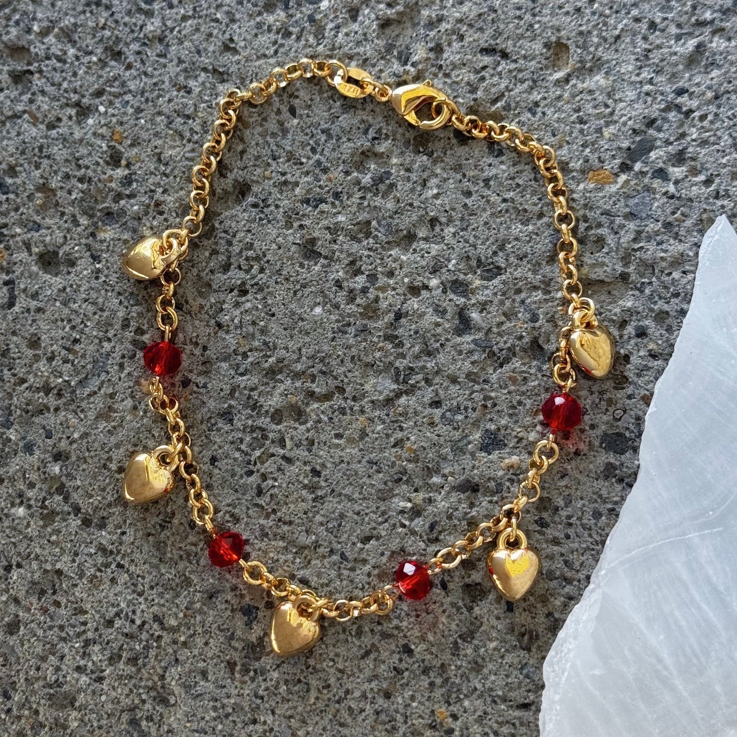 BUBBLE HEART RED CRYSTAL anklet