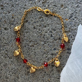 BUBBLE HEART RED CRYSTAL anklet
