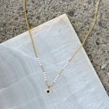 GOLD EVIL EYE II WHITE BEADED necklace