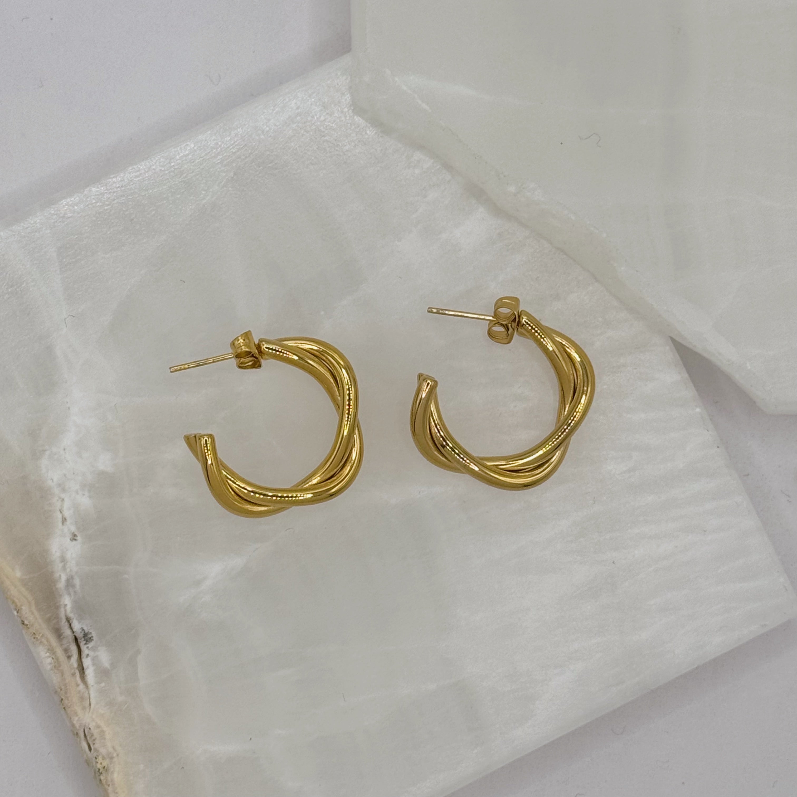 GOLD TWISTED HOOP earrings