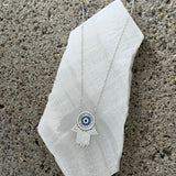 SILVER HAMSA SAPPHIRE EYE necklace