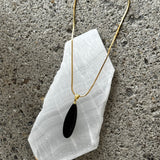 BLACK OBSIDIAN ELONGATED TEARDROP necklace