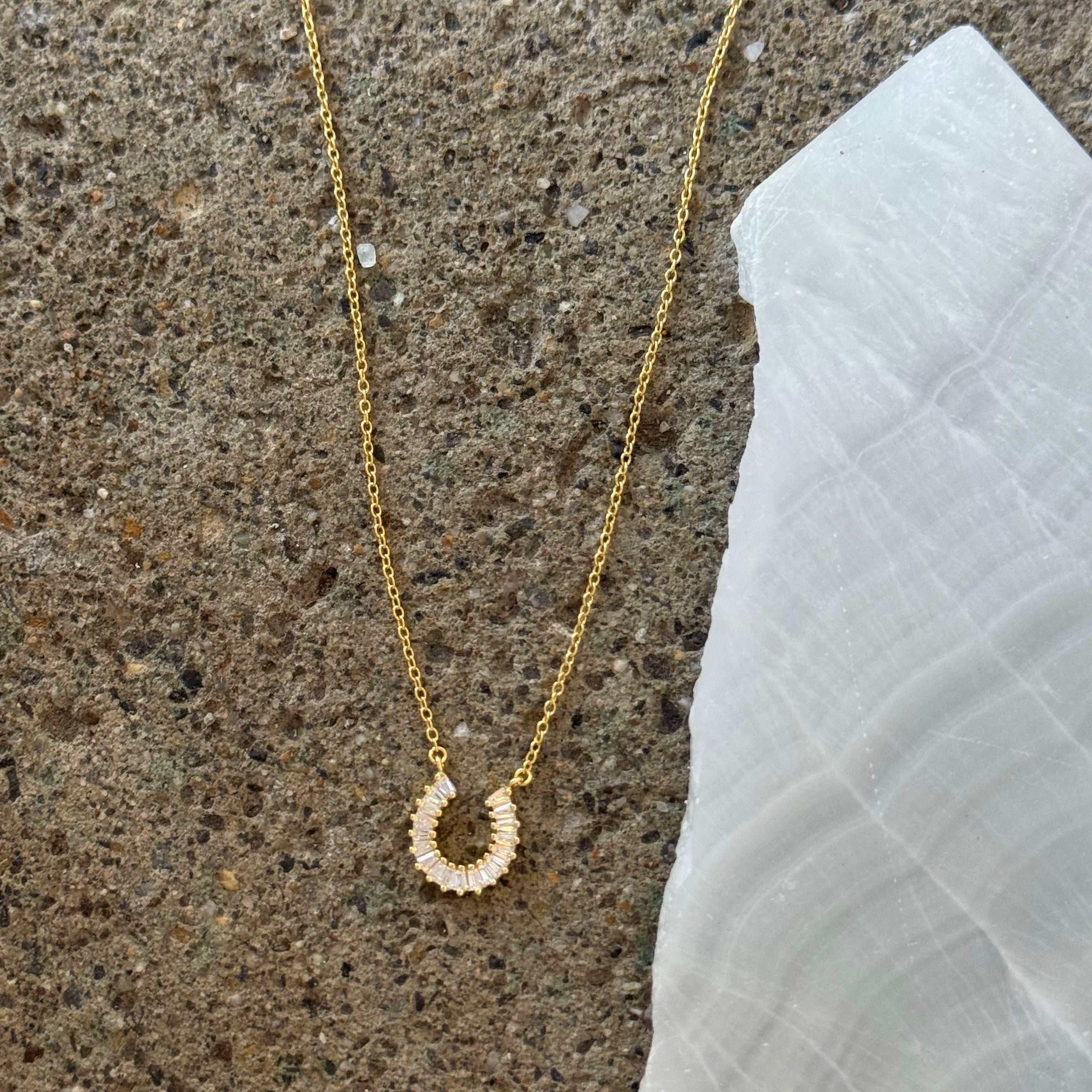 GOLD CRYSTAL HORSESHOE MINI necklace