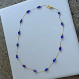 GOLD BLUE CRYSTAL DAINTY necklace