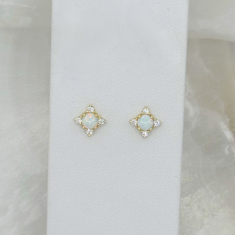 CRYSTAL STARBURST OPAL STUD earrings