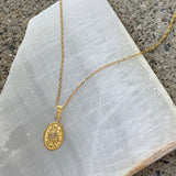GOLD OVAL SUN MINI MEDALLION necklace