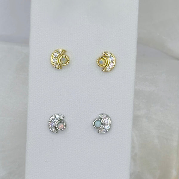 CRYSTAL MOON OPAL STUD earrings