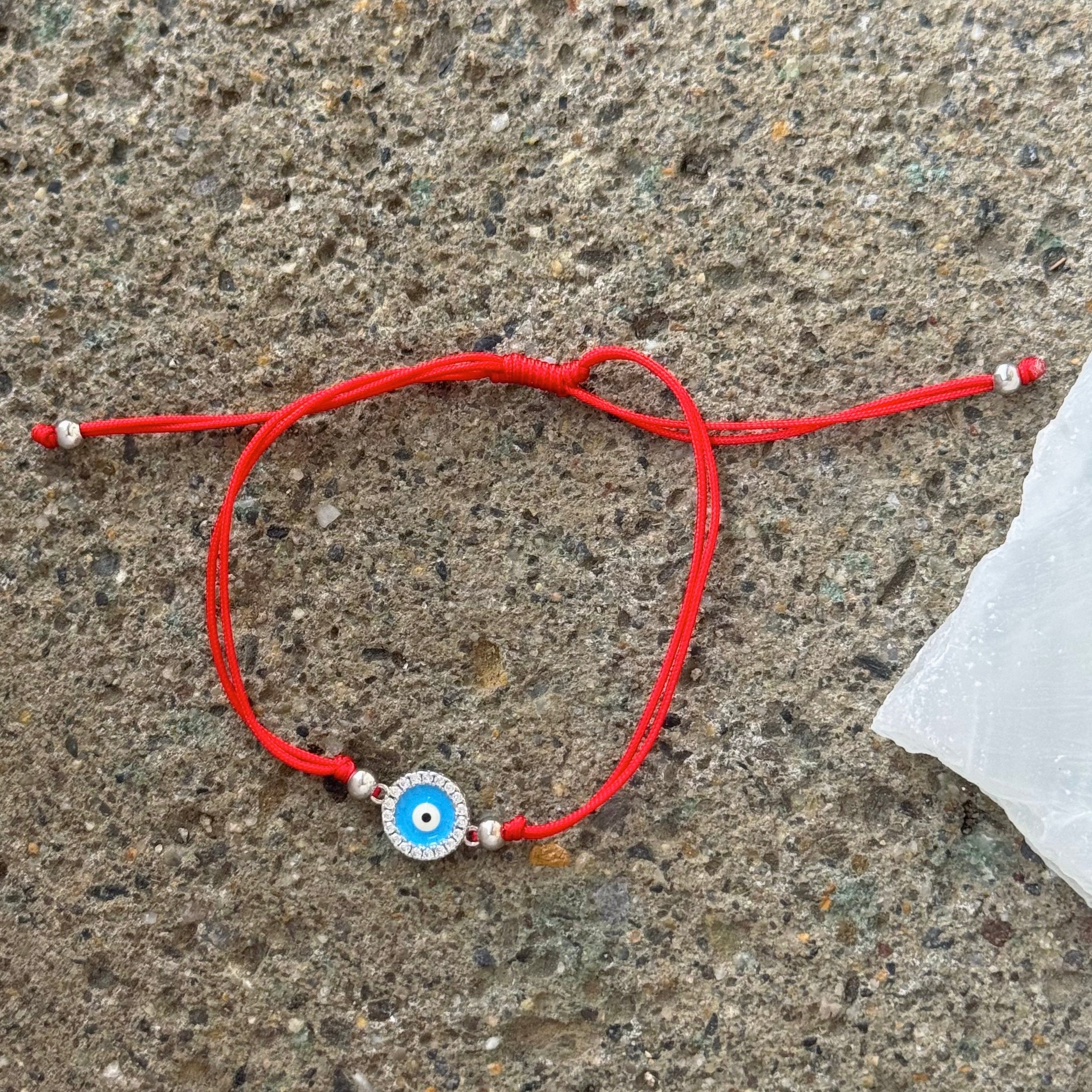 SILVER EVIL EYE RED STRING bracelet
