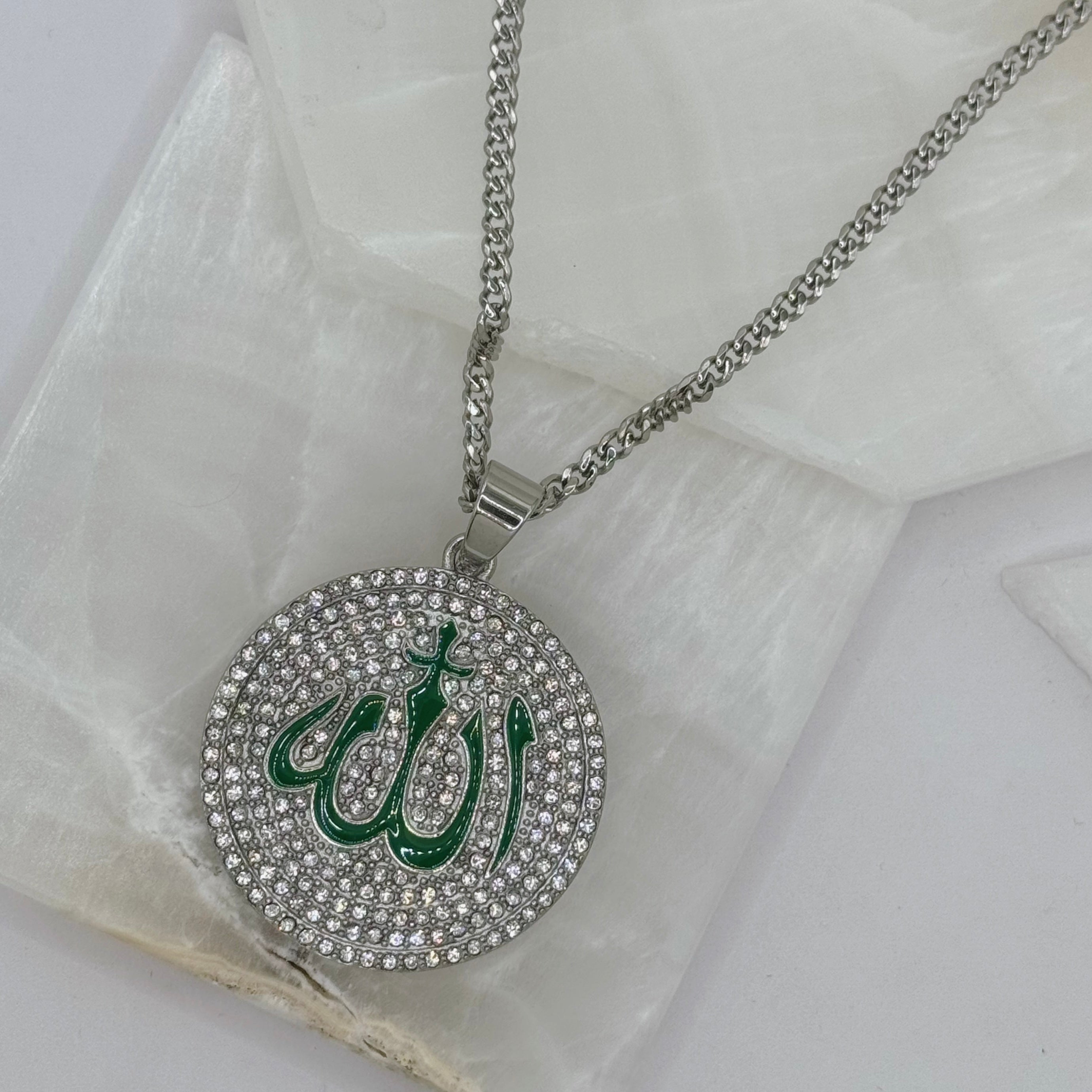 SILVER CRYSTAL ALLAH AL-JABBAR necklace