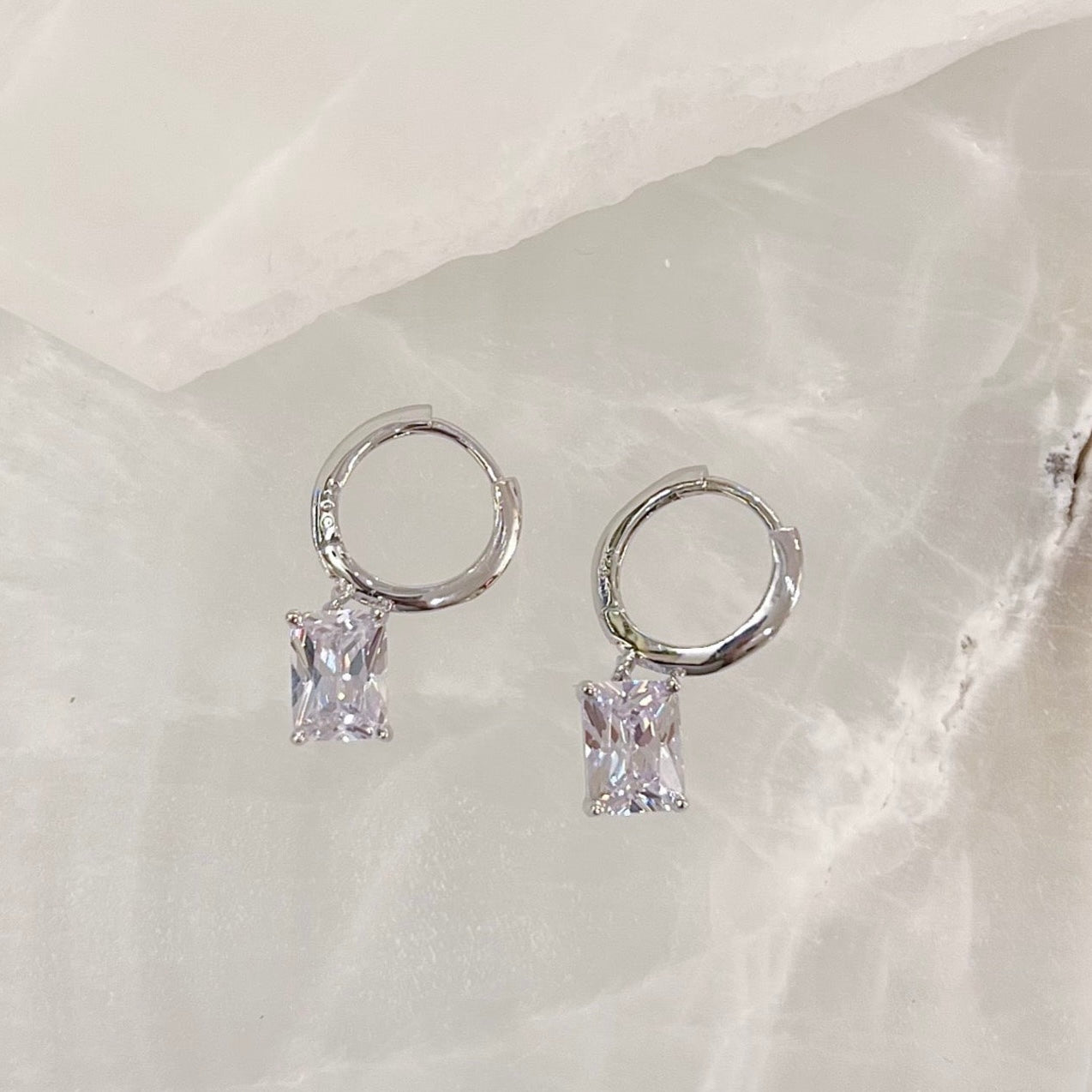 SILVER PRINCESS CUT earrings