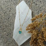 TEAL BLUE HEART LOCK SUPER MINI necklace