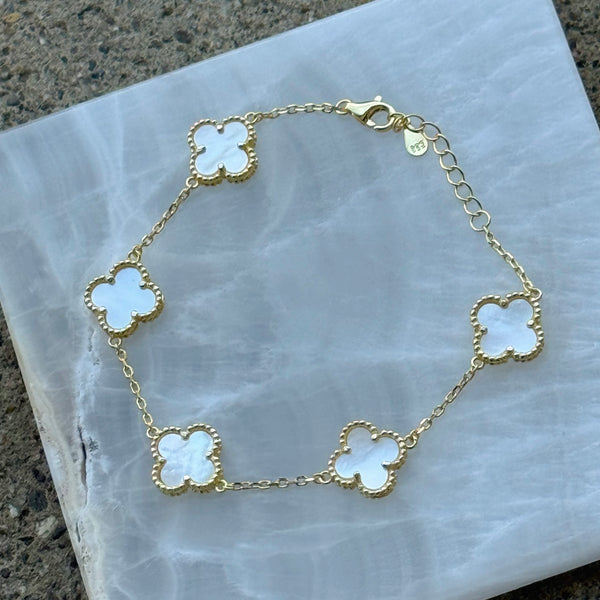 GOLD MOTHER OF PEARL GOOD LUCK bracelet