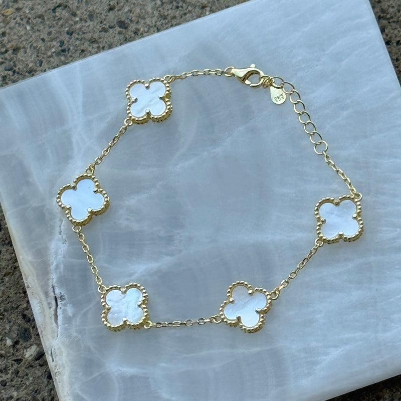 GOLD MOTHER OF PEARL GOOD LUCK bracelet