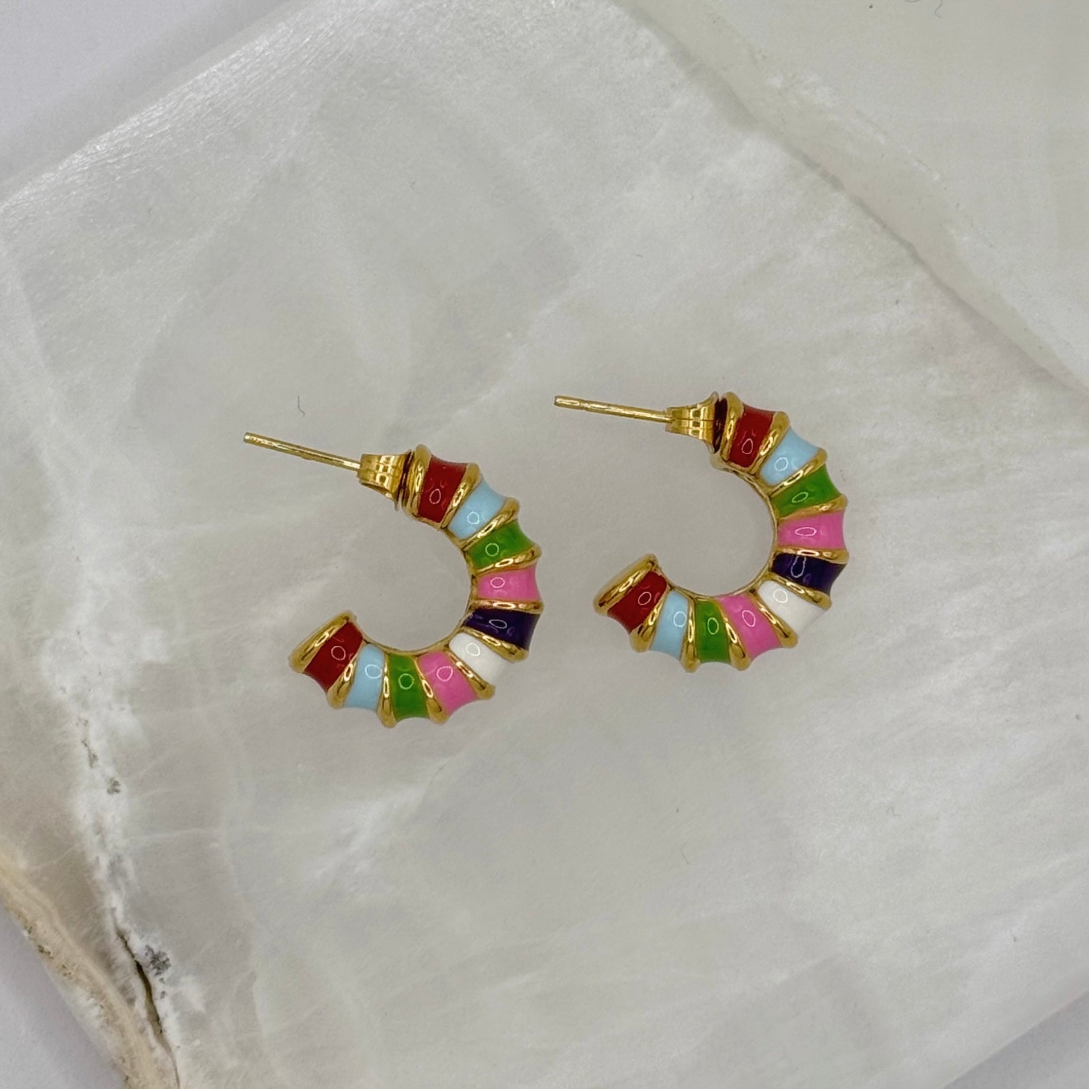ENAMEL MULTICOLOR HOOP earrings