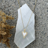 CRYSTAL WHITE ENAMEL HEART necklace