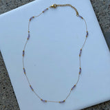 GOLD VINTAGE AMETHYST BEADED DAINTY necklace
