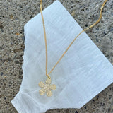 GOLD CRYSTAL DAISY FLOWER necklace