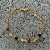 ELEPHANT RED & BLACK CRYSTAL anklet