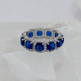 SILVER OXANA SAPPHIRE CUSHION CUT ring