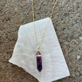 GOLD AMETHYST AMULET necklace