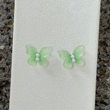 GREEN BUTTERFLY PEARL STUD earrings
