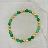 GOLD DOUBLE GREEN JADE BEADED bracelet