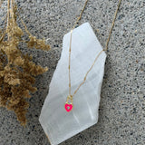 HOT PINK ENAMEL HEART LOCK SUPER MINI necklace