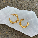 GOLD TWISTED HOOP earrings