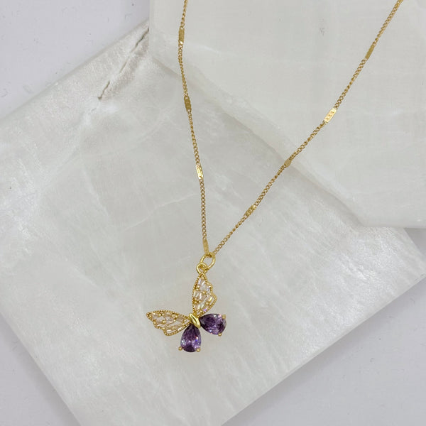 BUTTERFLY PURPLE AMETHYST CRYSTAL necklace