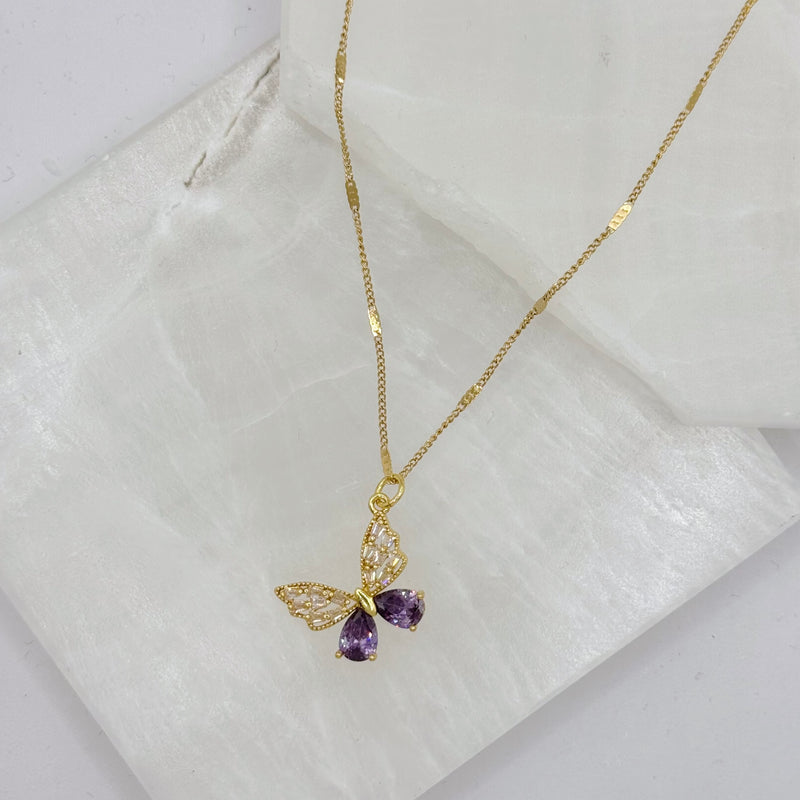 BUTTERFLY PURPLE AMETHYST CRYSTAL necklace
