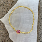 ROSE QUARTZ BEZEL BEADED bracelet