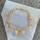 GOLD BUTTERFLY & FLOWER CHARM bracelet