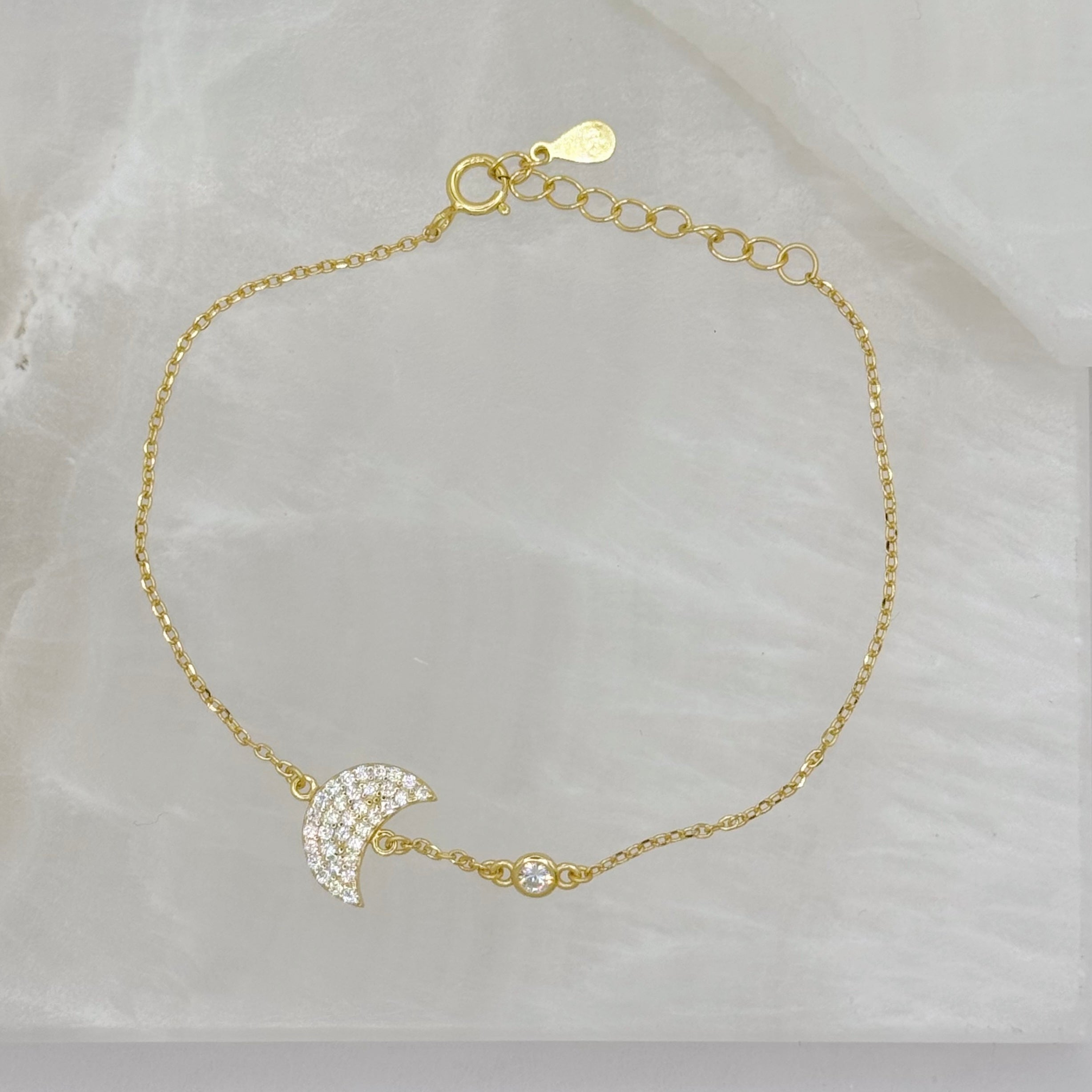 GOLD DAINTY CRYSTAL MOON bracelet