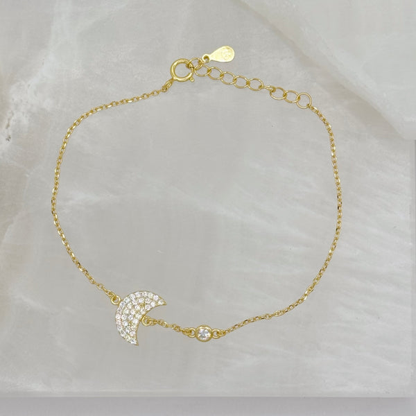 GOLD DAINTY CRYSTAL MOON bracelet