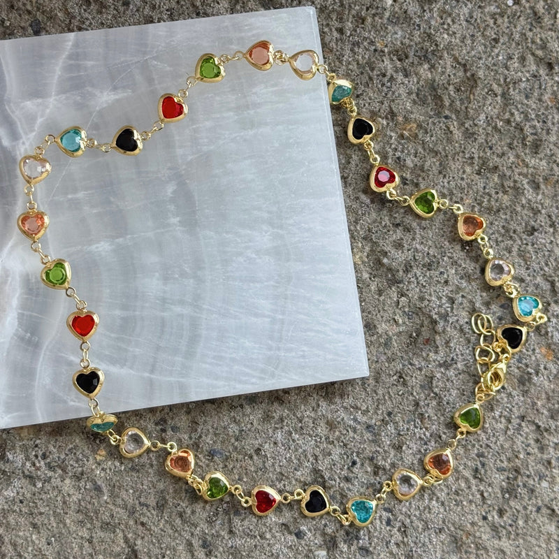 GOLD MULTI COLOR HEARTS necklace