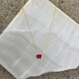 GOLD PINK SAPPHIRE SOLITAIRE MINI necklace