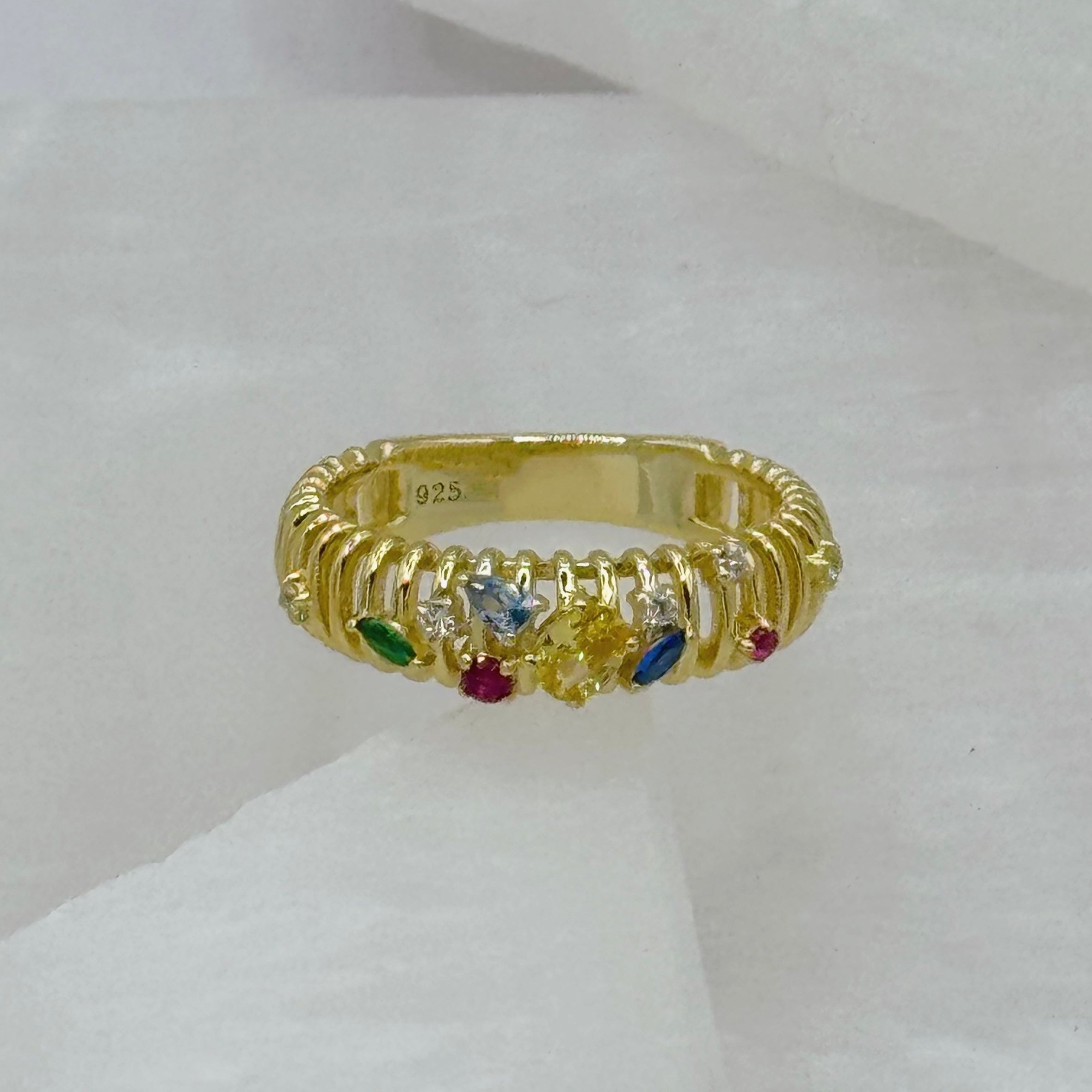 GOLD MULTICOLOR CAGED ring