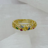 GOLD MULTICOLOR CAGED ring