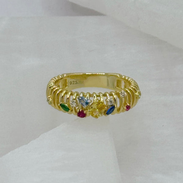 GOLD MULTI COLOR CAGED ring