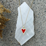 CRYSTAL RED ENAMEL HEART necklace