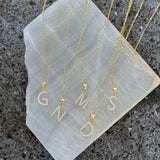 GOLD SIMPLE CRYSTAL INITIAL MINI necklace