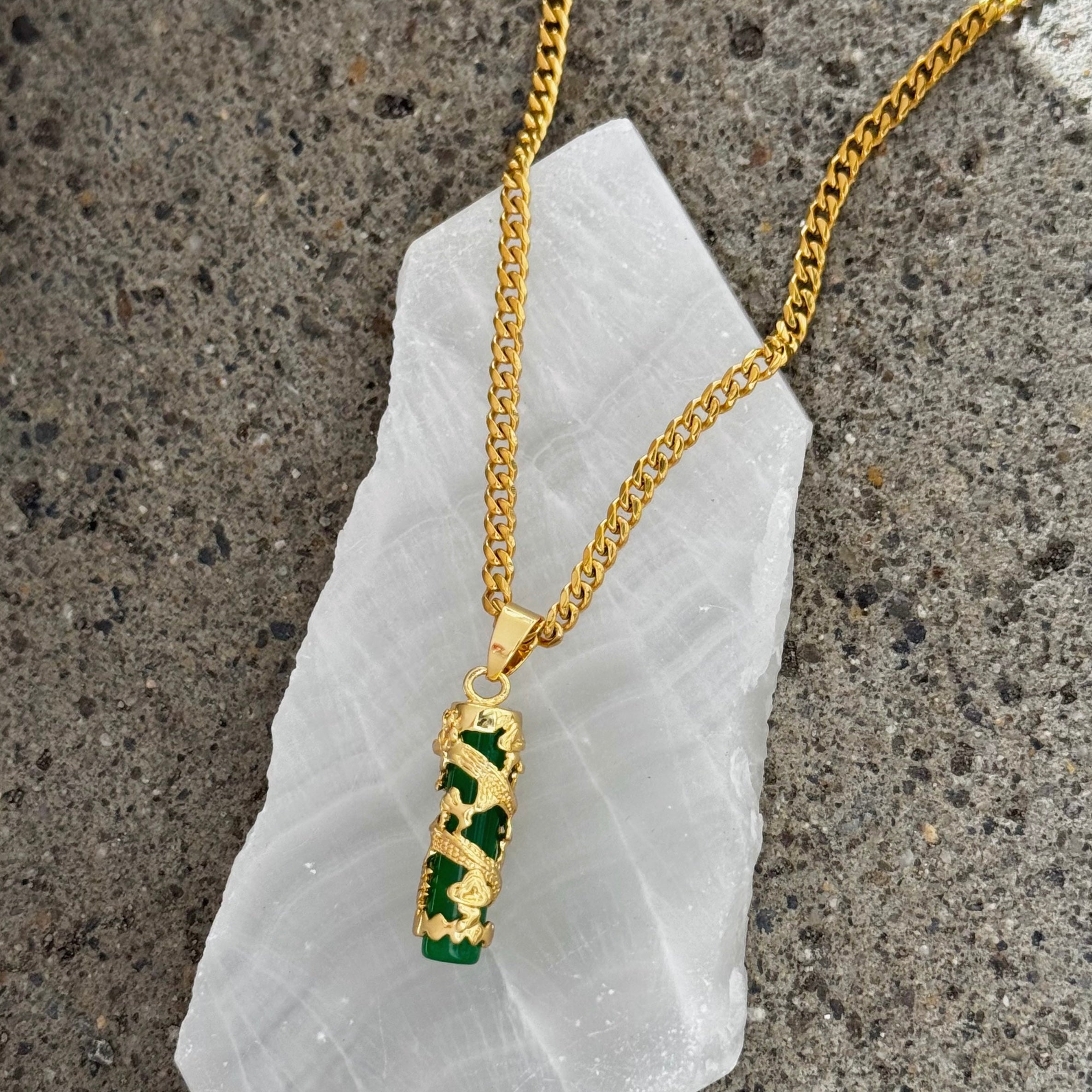 DRAGON AMULET GREEN JADE necklace