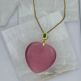 BELLA PINK CATS EYE HEART necklace
