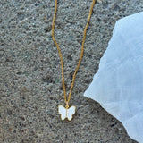 WHITE ENAMEL BUTTERFLY MINI necklace