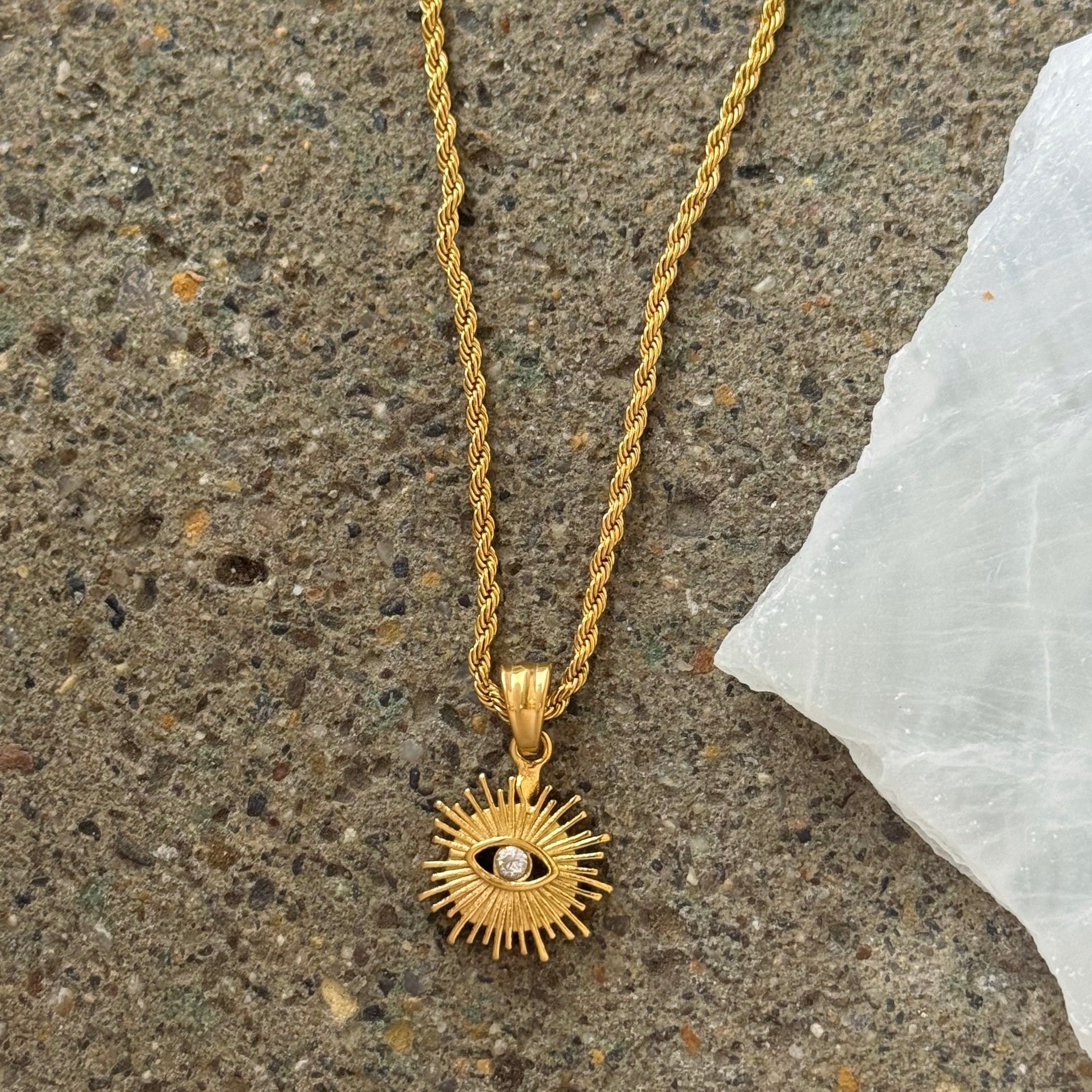 GOLD RADIANT EYE necklace