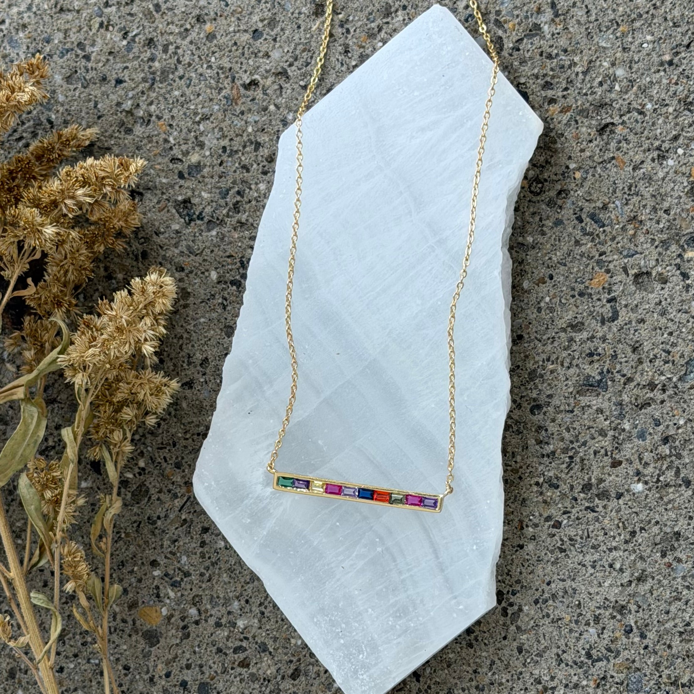 GOLD MULTICOLOR BAR necklace