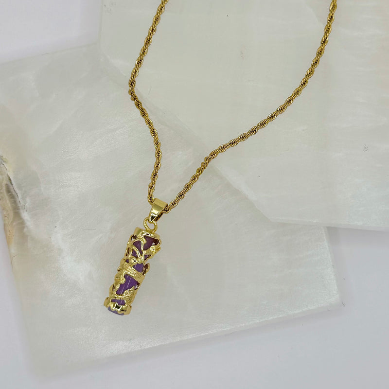 POWERFUL DRAGON LAVENDER necklace