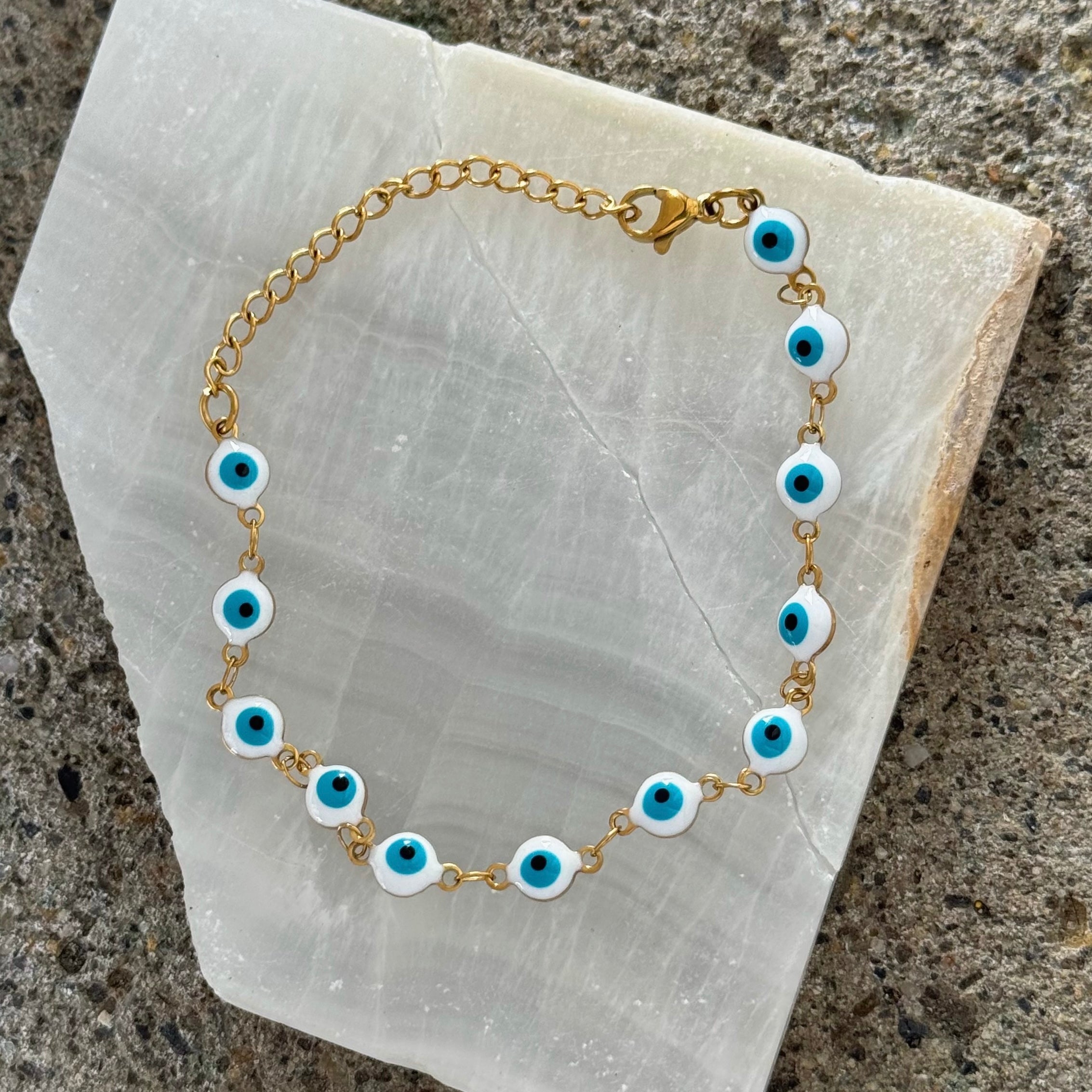 GOLD WHITE EVIL EYE STEEL bracelet