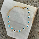 GOLD WHITE EVIL EYE STEEL bracelet